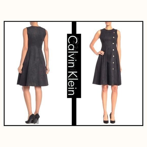 Calvin Klein NEW Scuba Faux Suede A-Line Sleeveless Dress 10 - Picture 3 of 12